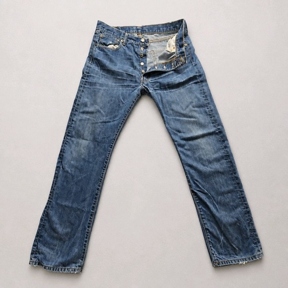 Levis 501 Original Fit Mens Jeans 42x30 Medium Wash Blue Button Fly Straight Leg - View 16