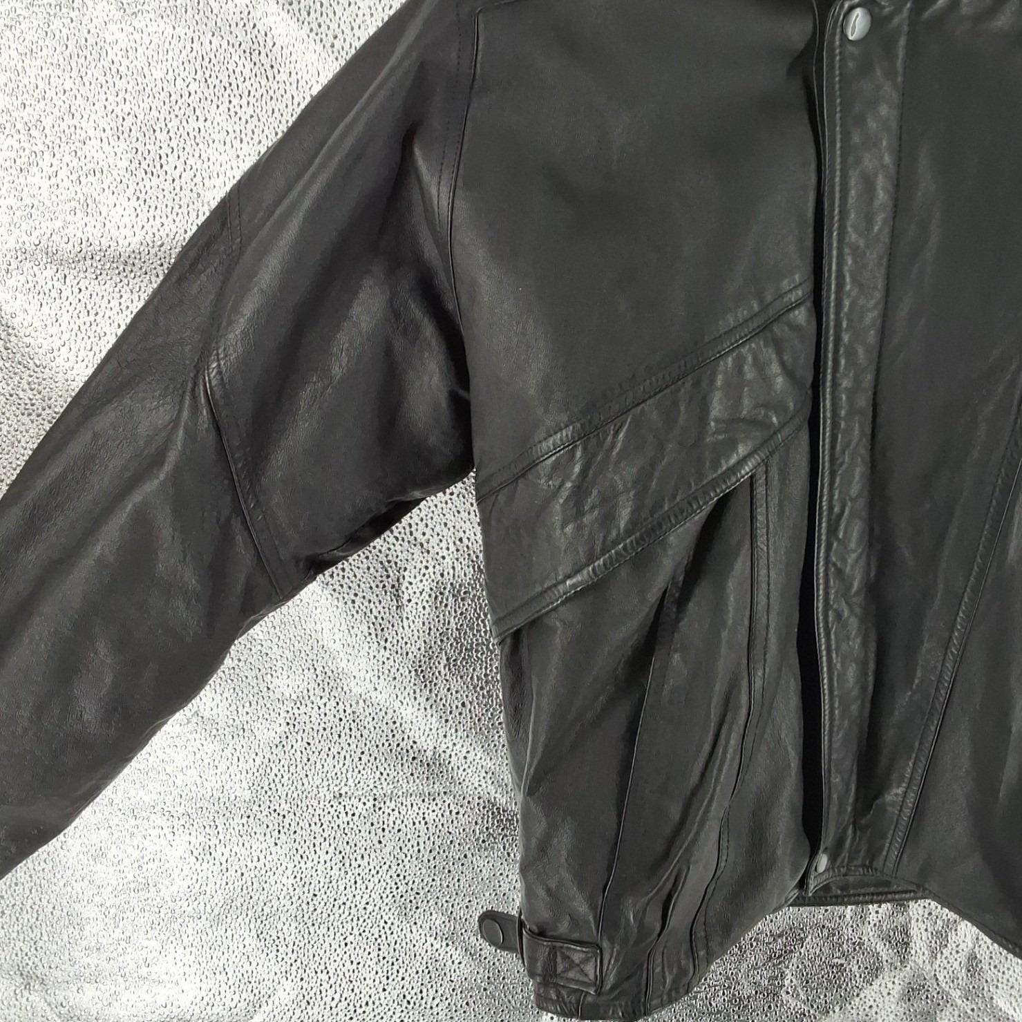Pere Mar Vintage Black Leather Bomber Jacket Mens S Oversized 80/90s Flight Coat