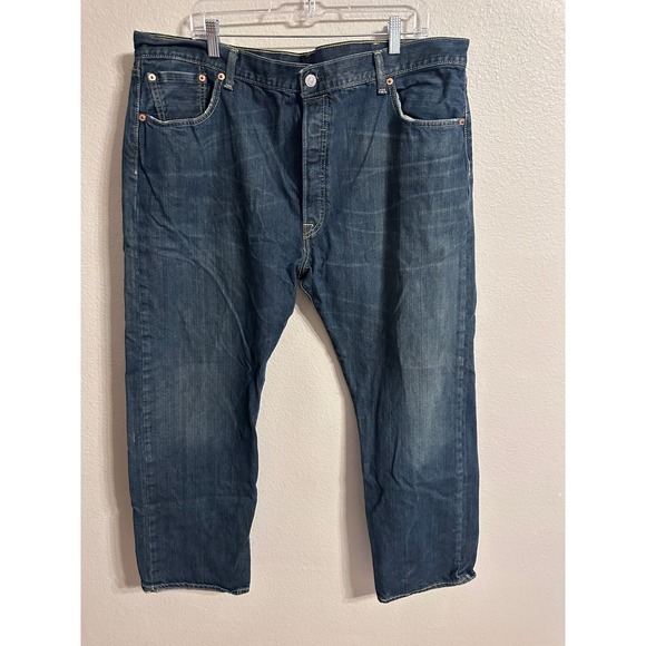 Levis 501 Original Fit Mens Jeans 42x30 Medium Wash Blue Button Fly Straight Leg - View 18