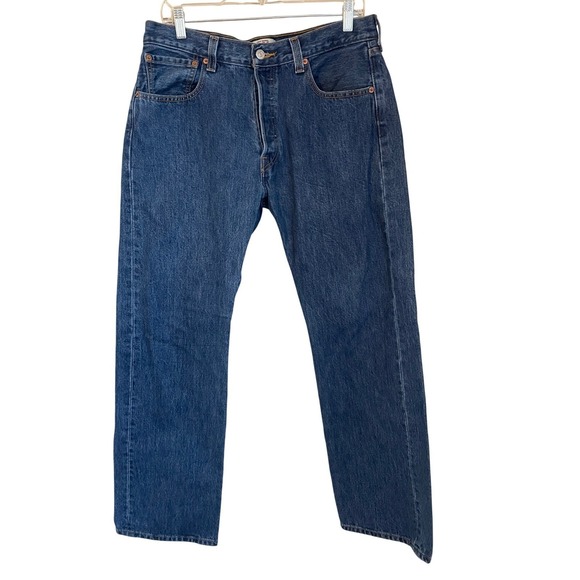 Levis 501 Original Fit Mens Jeans 42x30 Medium Wash Blue Button Fly Straight Leg - View 20