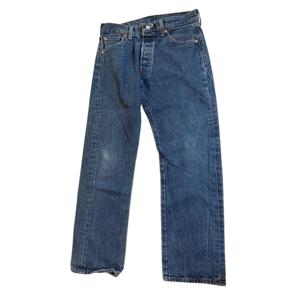 Levis 501 Original Fit Mens Jeans 42x30 Medium Wash Blue Button Fly Straight Leg - View 22