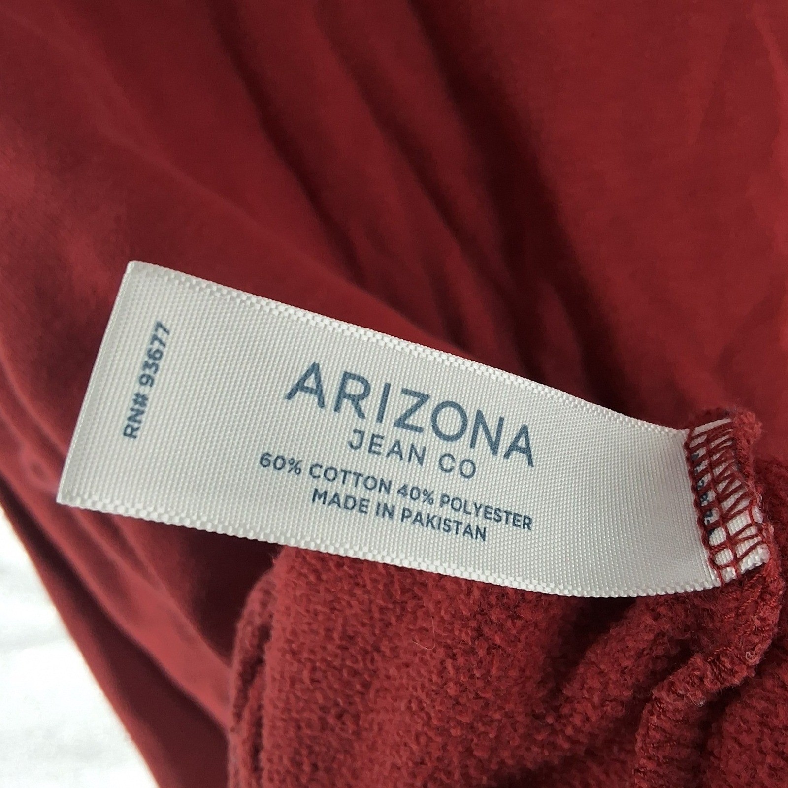 Arizona Jean Co Mens Hoodie L Burgundy Red Pullover Fleece Sweatshirt - View 5