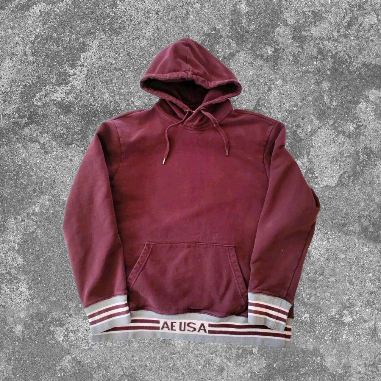 Arizona Jean Co Mens Hoodie L Burgundy Red Pullover Fleece Sweatshirt - View 6