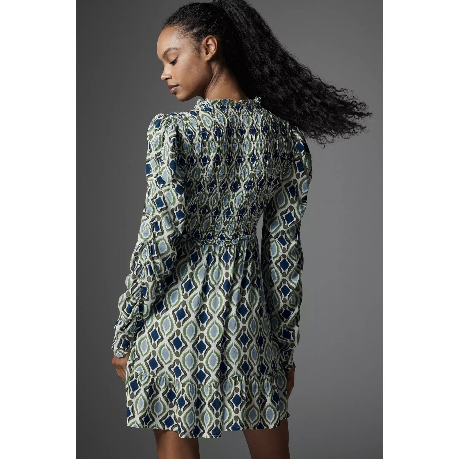 By Anthropologie Long-Sleeve V-Neck Ruffle Mini Dress - View 4