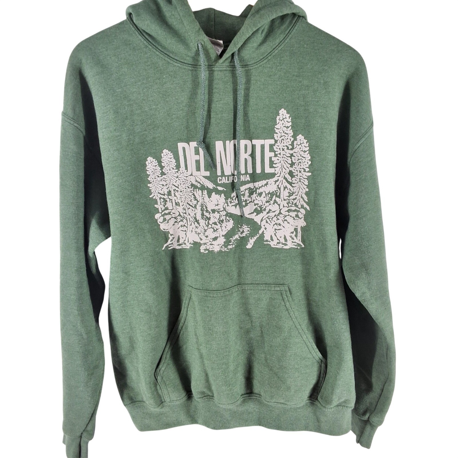 Gildan Heavy Blend Del Norte California Green Hoodie Redwood Graphic Fleece M
