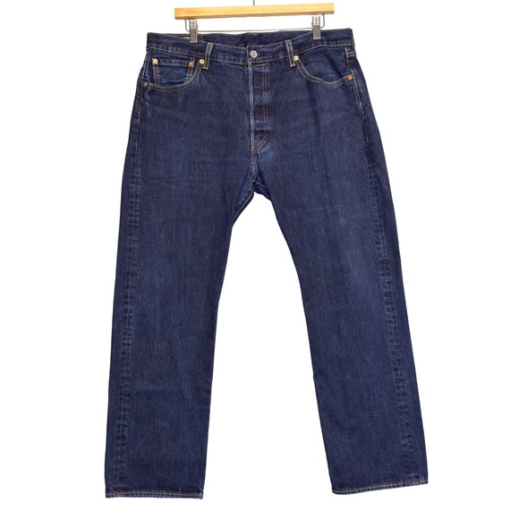 Levis 501 Original Fit Mens Jeans W42 L30 Medium Wash Blue Button Fly Straight - View 12