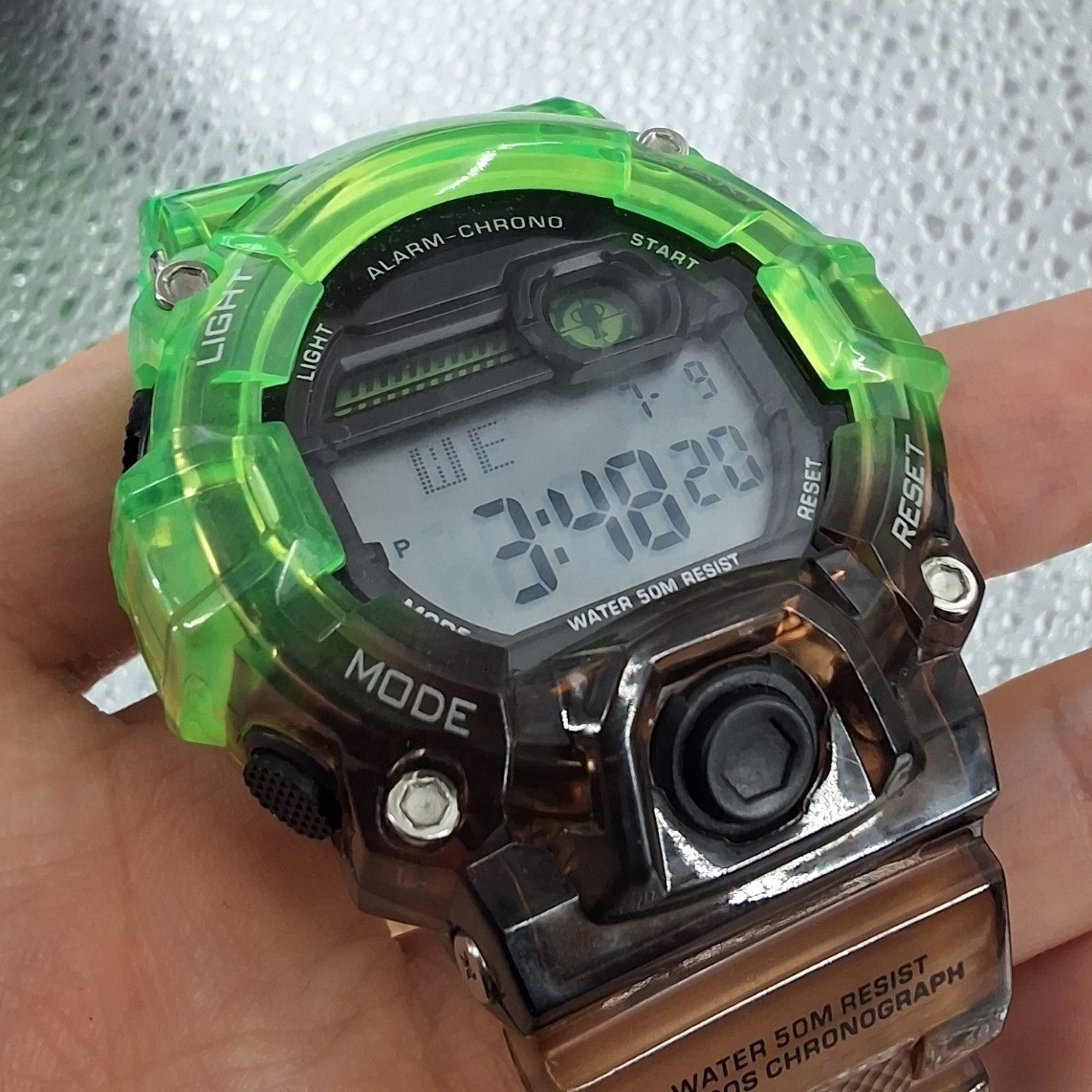 Game Theory Radioactive Digital Watch Neon Green Translucent Chronograph Box Tin - View 8