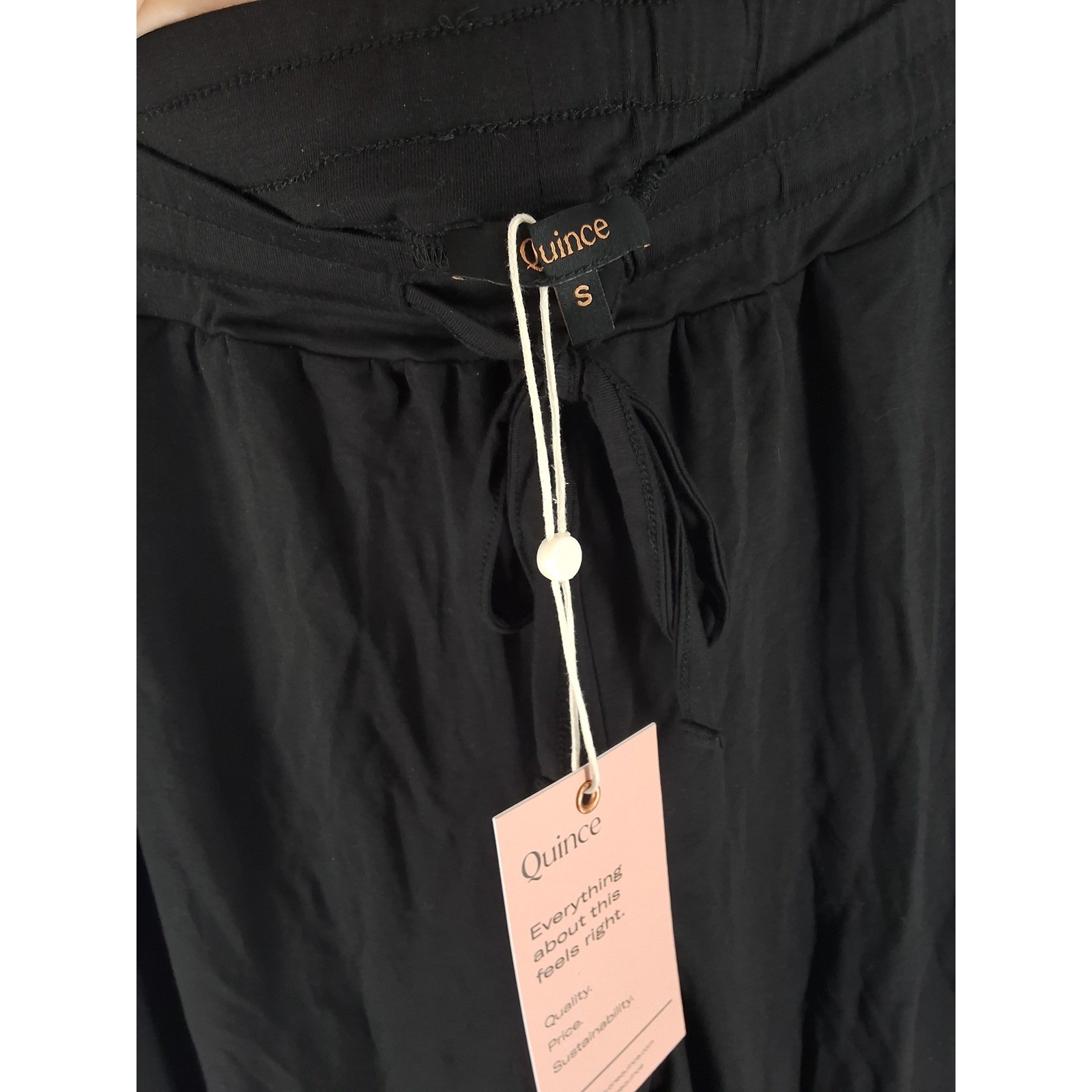 Quince Black Joggers Drawstring Elastic Waist Pants Small NEW