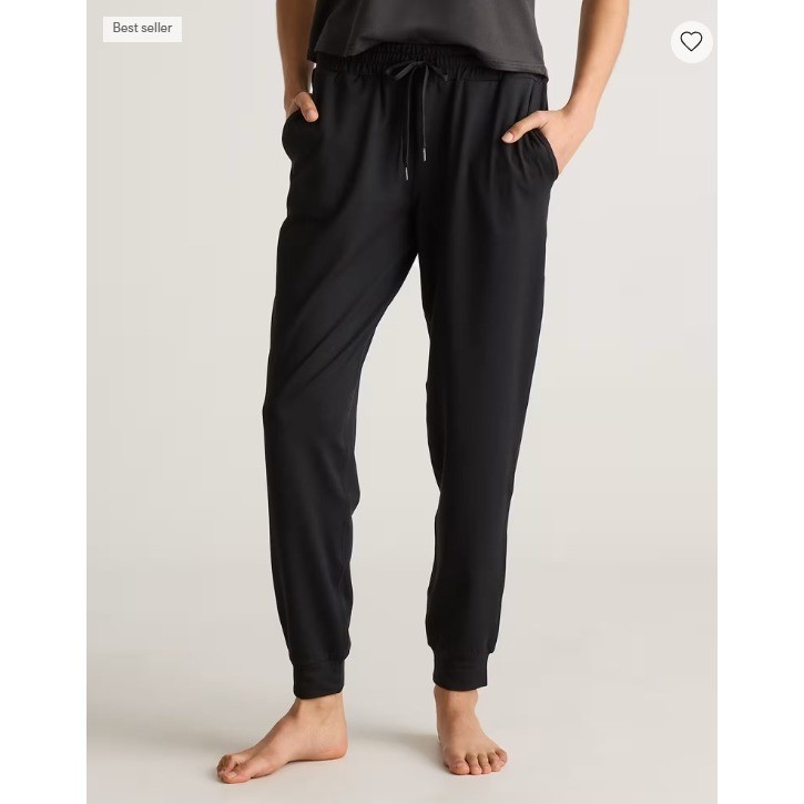 Quince Black Joggers Drawstring Elastic Waist Pants Small NEW - View 3