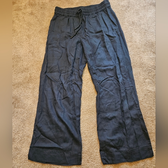 Quince Navy Blue Tencel Jersey Wide Leg Pants High Waisted Pockets NWT Medium - View 14