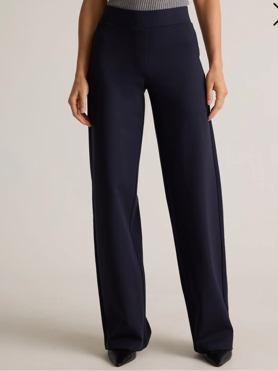 Quince Navy Blue Tencel Jersey Wide Leg Pants High Waisted Pockets NWT Medium - View 15