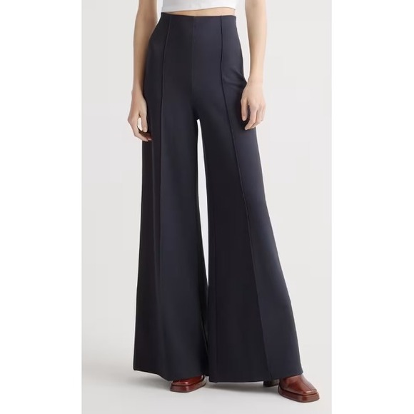 Quince Navy Blue Tencel Jersey Wide Leg Pants High Waisted Pockets NWT Medium - View 16