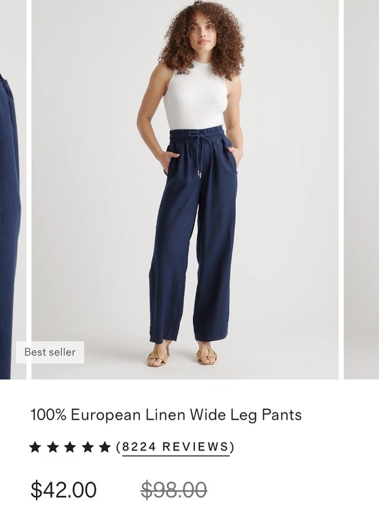 Quince Navy Blue Tencel Jersey Wide Leg Pants High Waisted Pockets NWT Medium - View 21