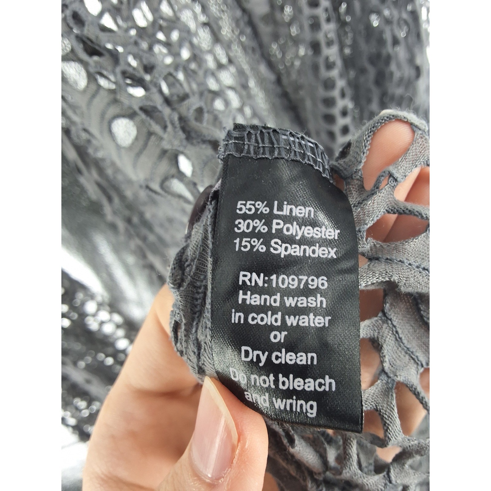 My Pretty Angel Gray Open Knit Mesh Rosette Draped Cardigan Shrug Large - View 5