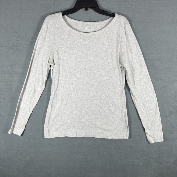 J.Crew Painter Slub Cotton Boatneck Tee White Long Sleeve Top L - View 7