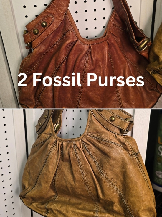 VTG Fossil Classic 75082 Metallic Gold Leather Crescent Hobo Shoulder Bag - View 10
