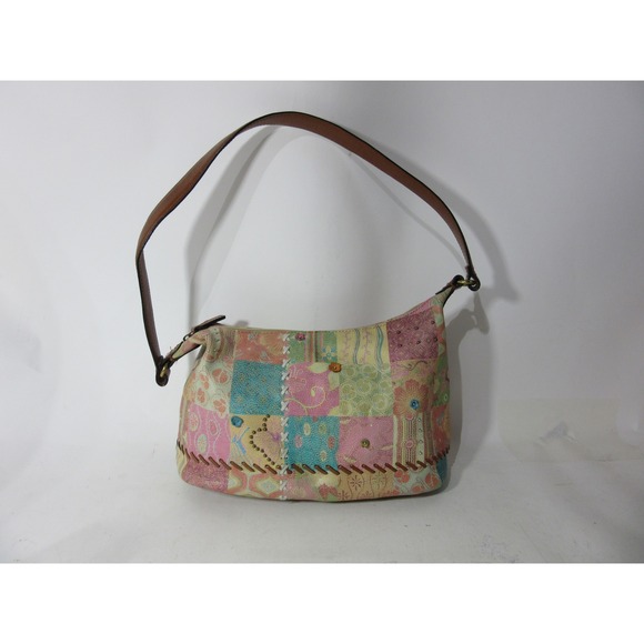 VTG Fossil Classic 75082 Metallic Gold Leather Crescent Hobo Shoulder Bag - View 11