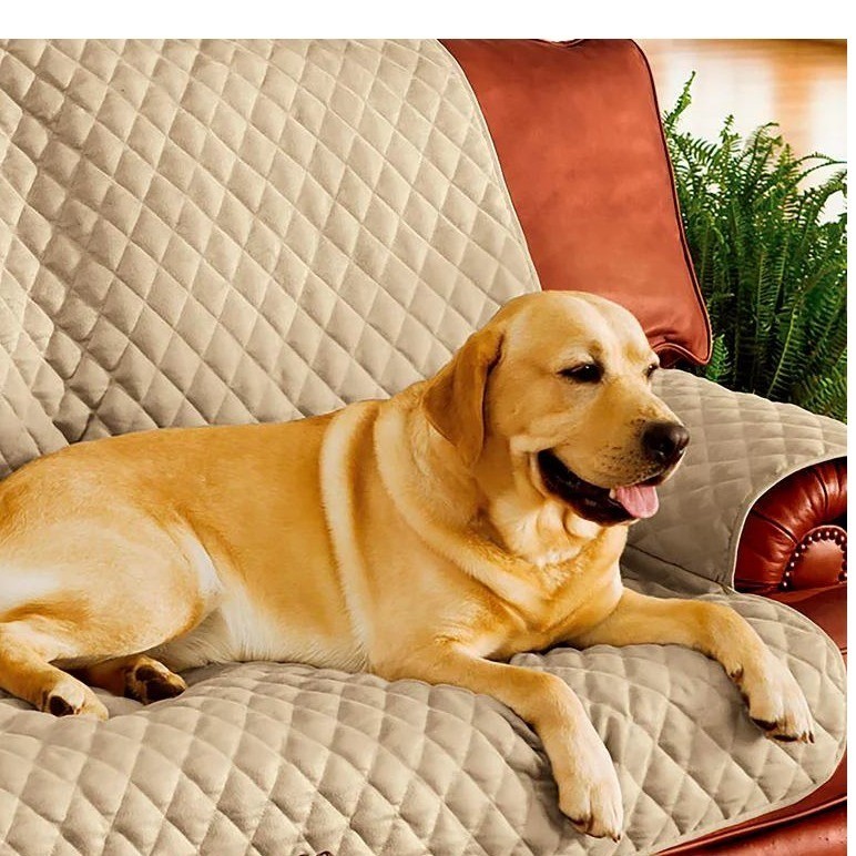 Plow & Hearth Quilted Chair Cover Taupe Furniture Protector Pet Cover 64305 TAU