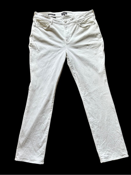 NYDJ Marilyn Straight Jeans Black Embroidered Pockets Lift Tuck Tech Size 10 - View 19