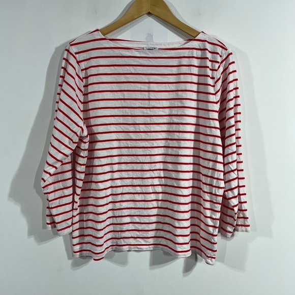 J.Crew Painter Slub Cotton Boatneck Tee White Long Sleeve Top L - View 17