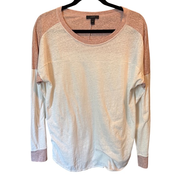 J.Crew Painter Slub Cotton Boatneck Tee White Long Sleeve Top L - View 20