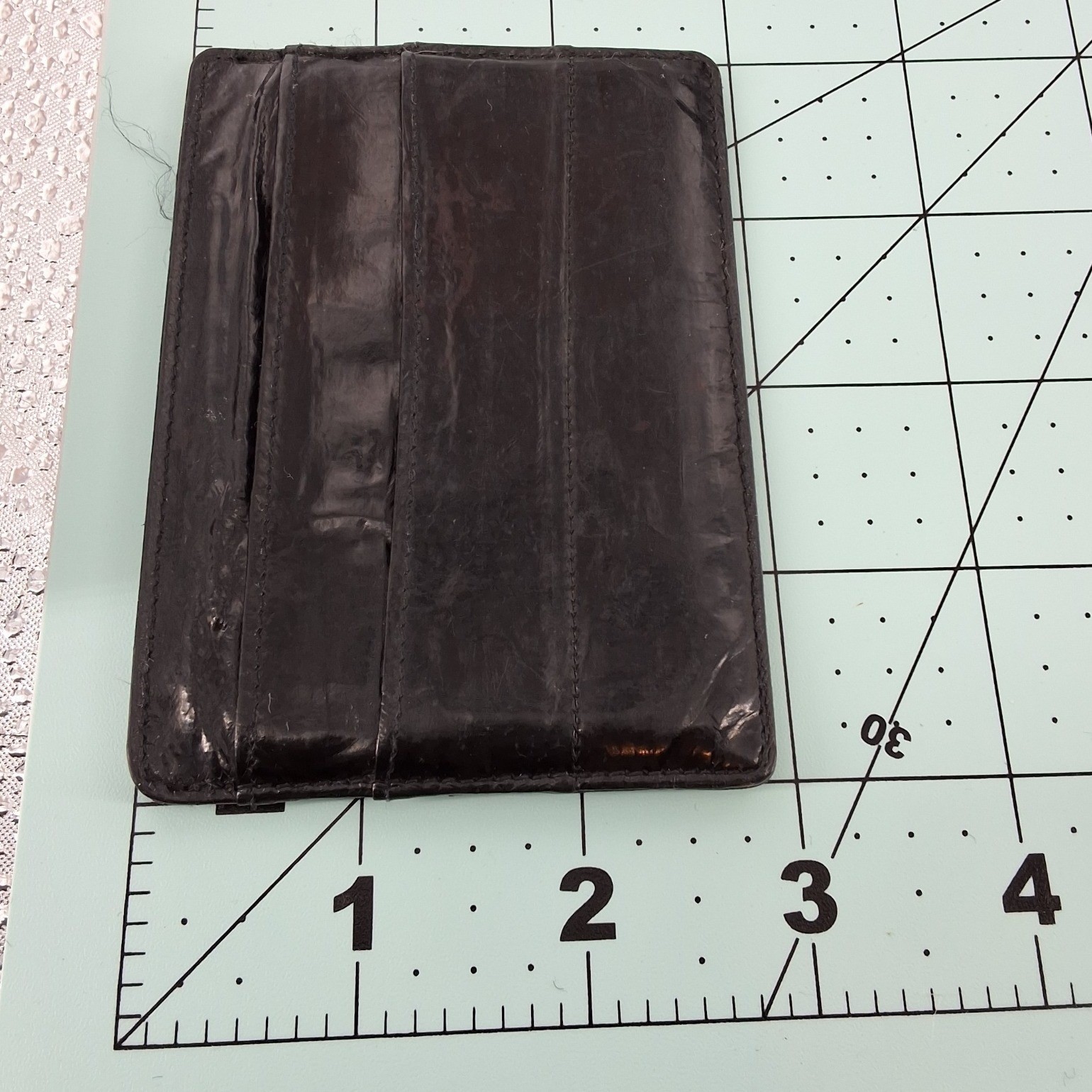 Vintage Black Eel Skin Card Holder Minimalist Slim Wallet Paneled Unisex - View 3