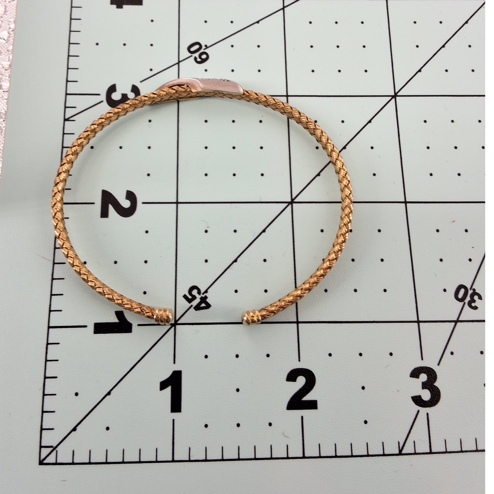 18k Over Silver 0.16 Ct. Tw. Diamond Bangle Bracelet In Gold OS - View 3