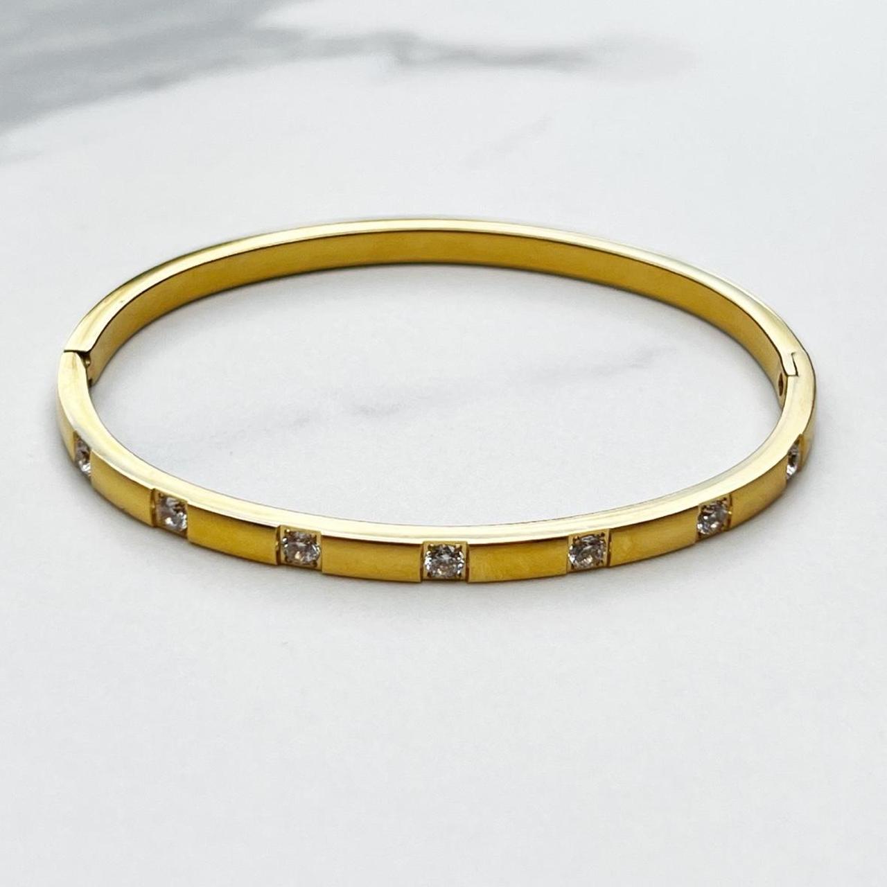 18k Over Silver 0.16 Ct. Tw. Diamond Bangle Bracelet In Gold OS - View 10