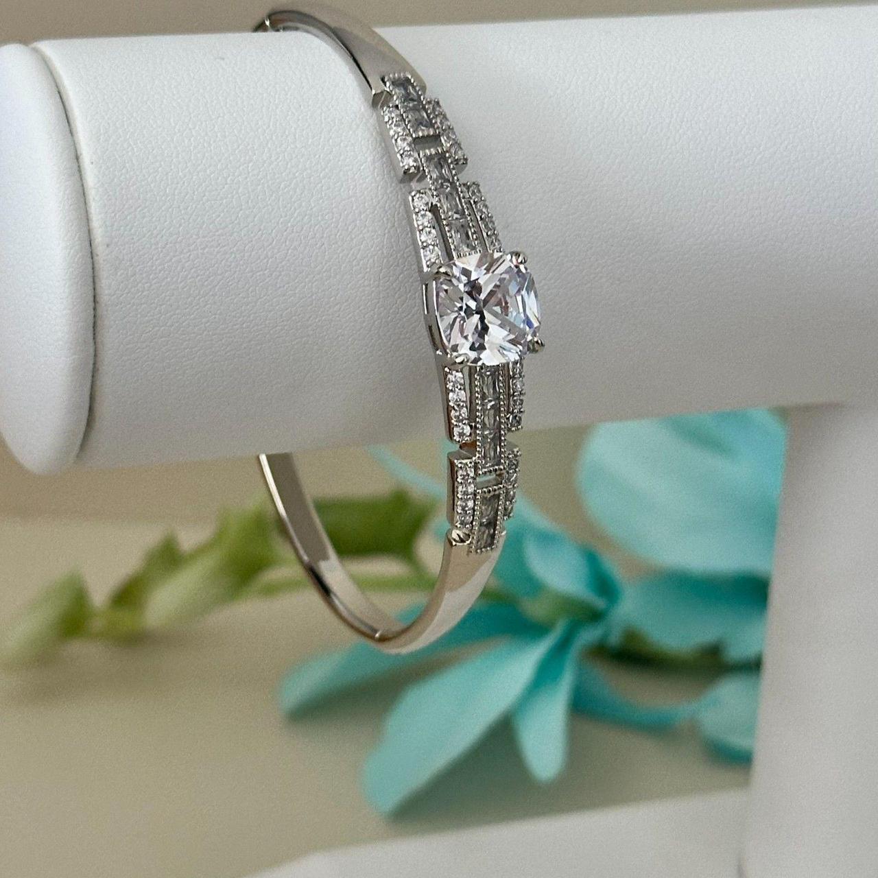 18k Over Silver 0.16 Ct. Tw. Diamond Bangle Bracelet In Gold OS - View 15