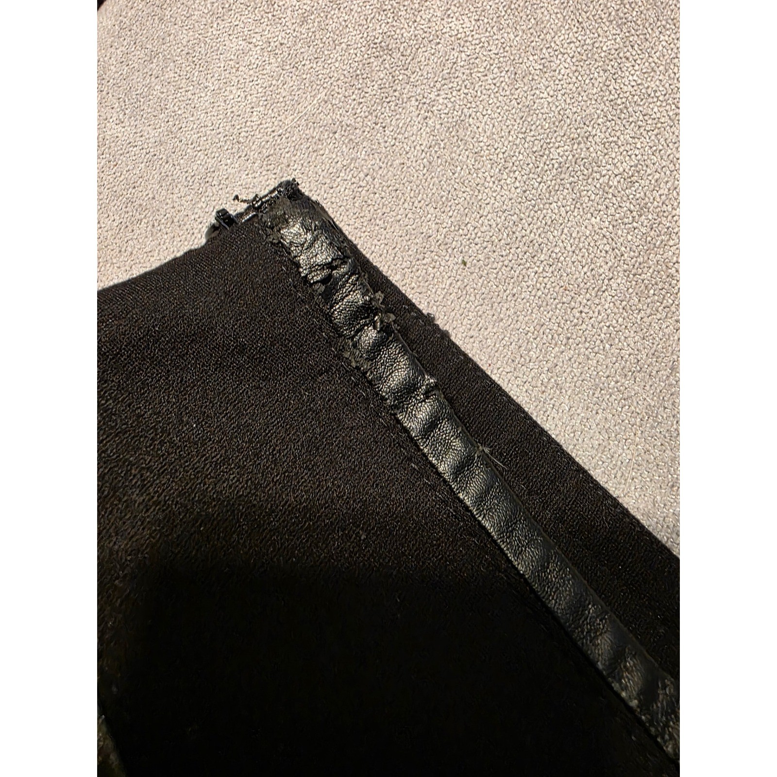 WHBM Black Faux Leather Trim Wrap Mini Skirt Size 6 Ponte Stretch - View 7