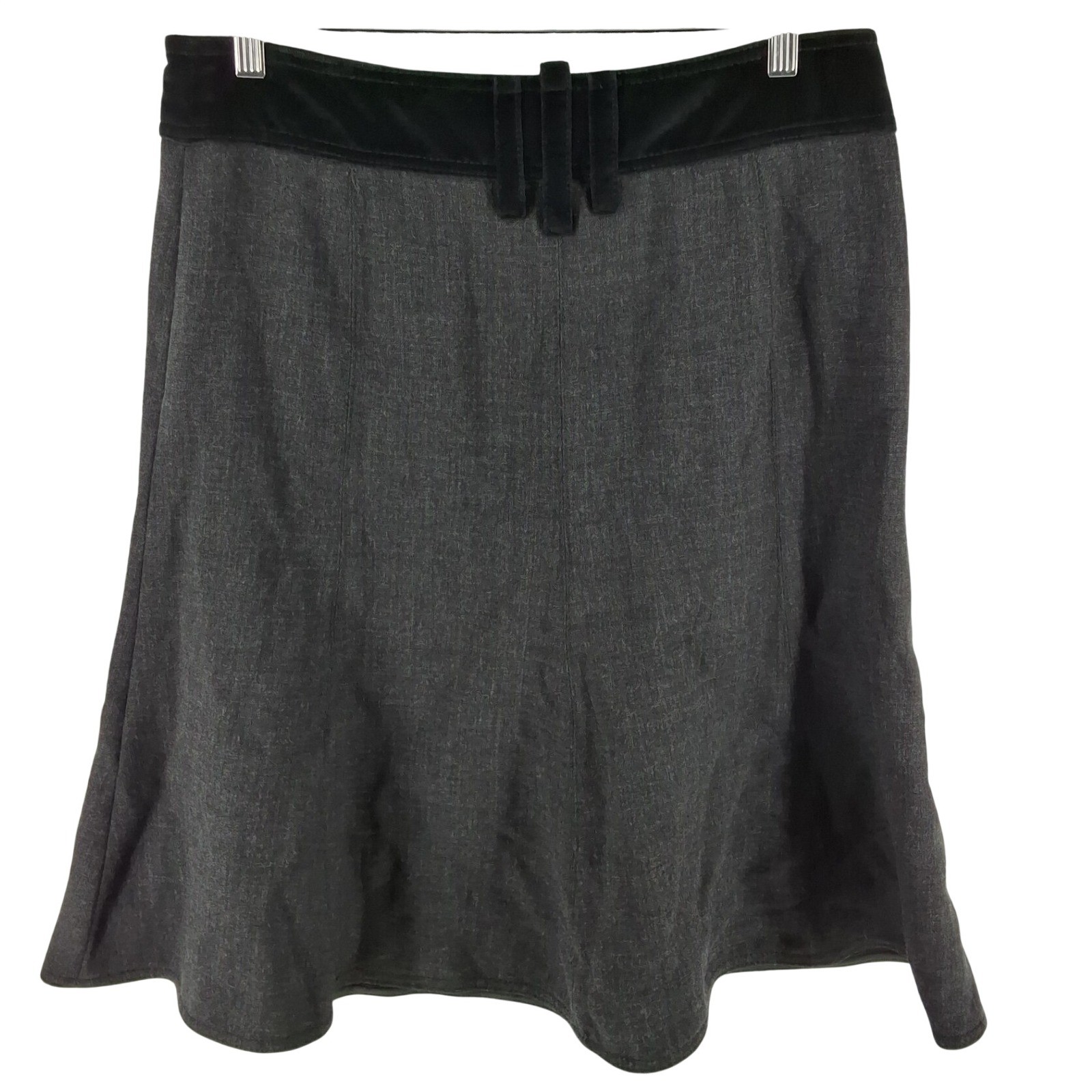 Armani Collezioni Grey Wool Blend A-Line Skirt Velvet Waist IT 48 US 12