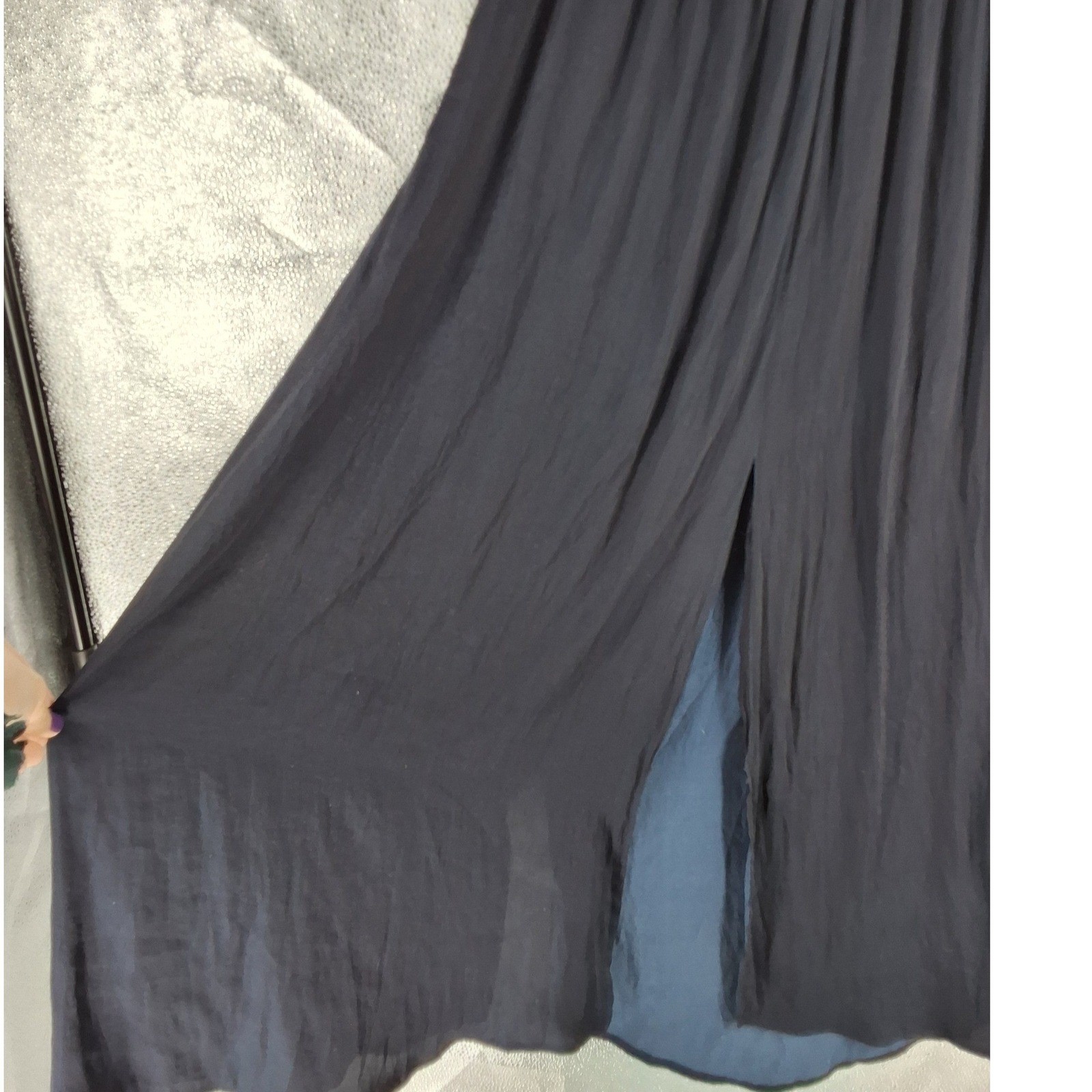 LOFT Outlet Womens XL Navy Blue Elastic Waist High Side Slit Maxi Skirt Casual - View 4
