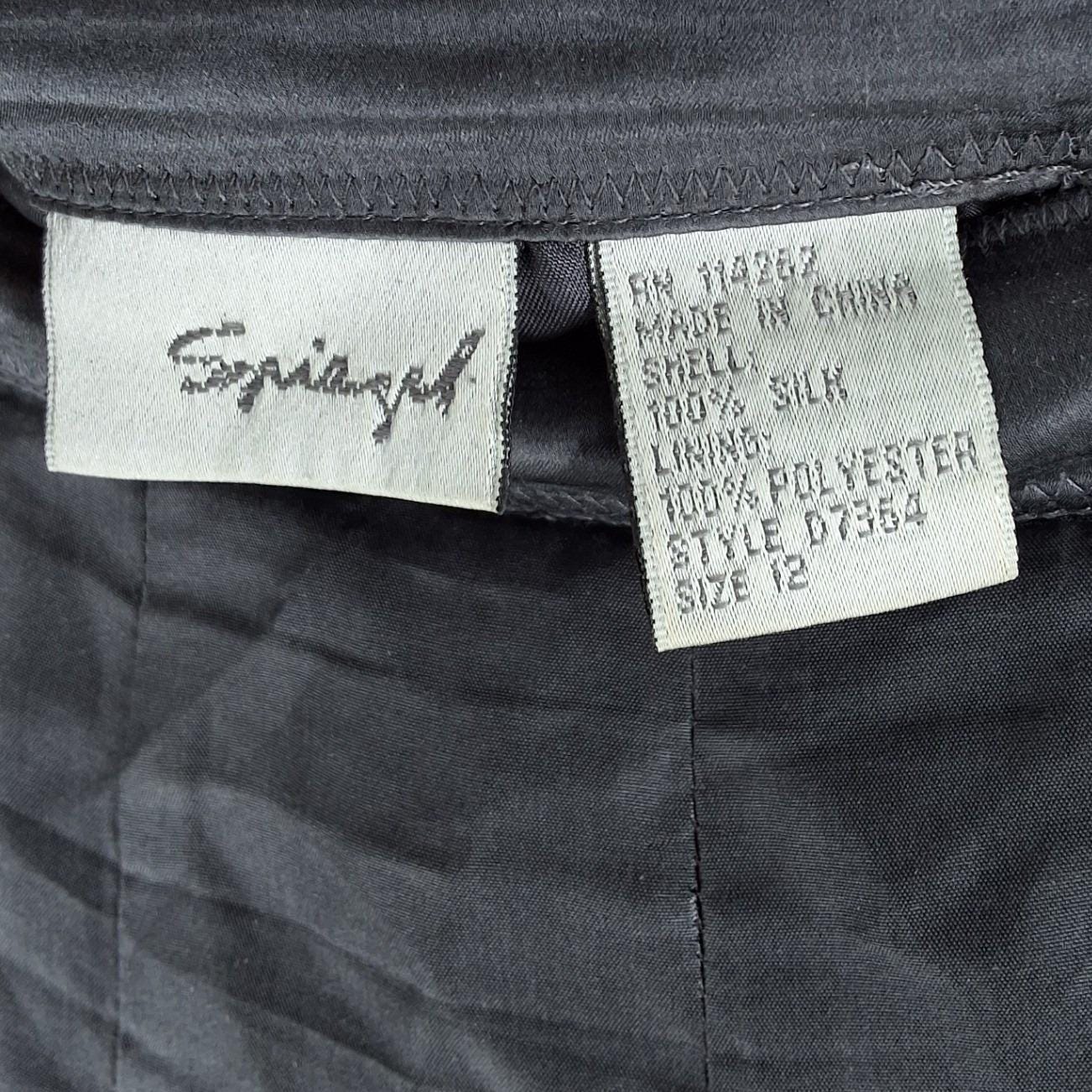 Spiegel Women 12 Dark Gray 100% Silk Paneled A-Line Midi Skirt Lined D7354 - View 3