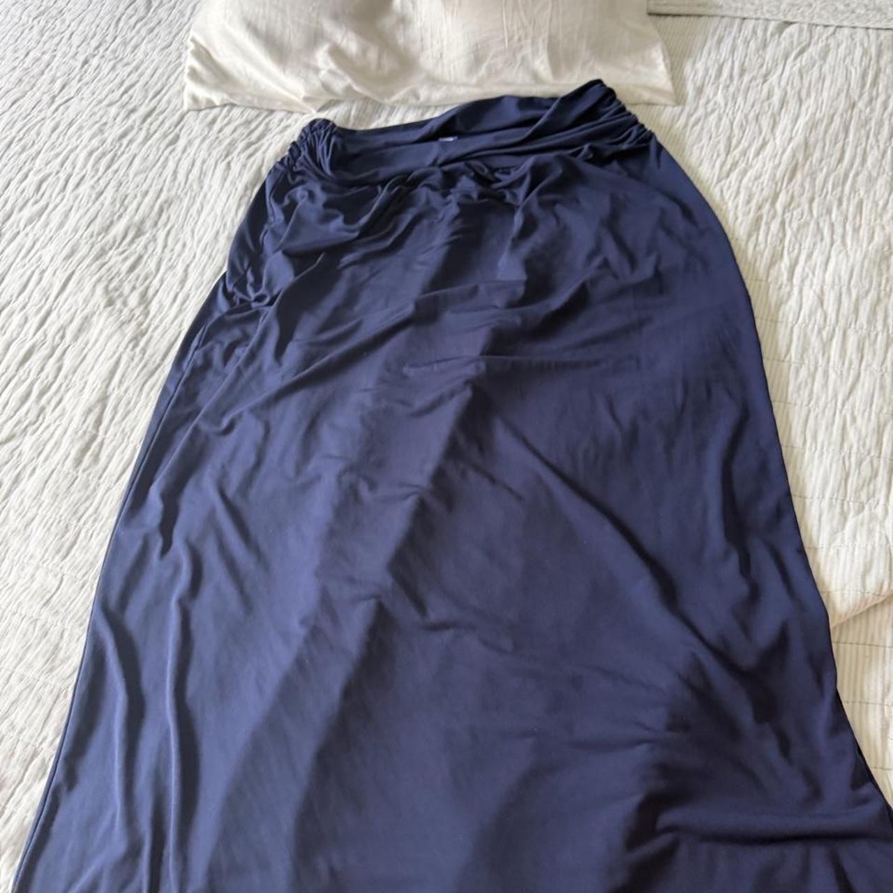 LOFT Outlet Womens XL Navy Blue Elastic Waist High Side Slit Maxi Skirt Casual - View 7