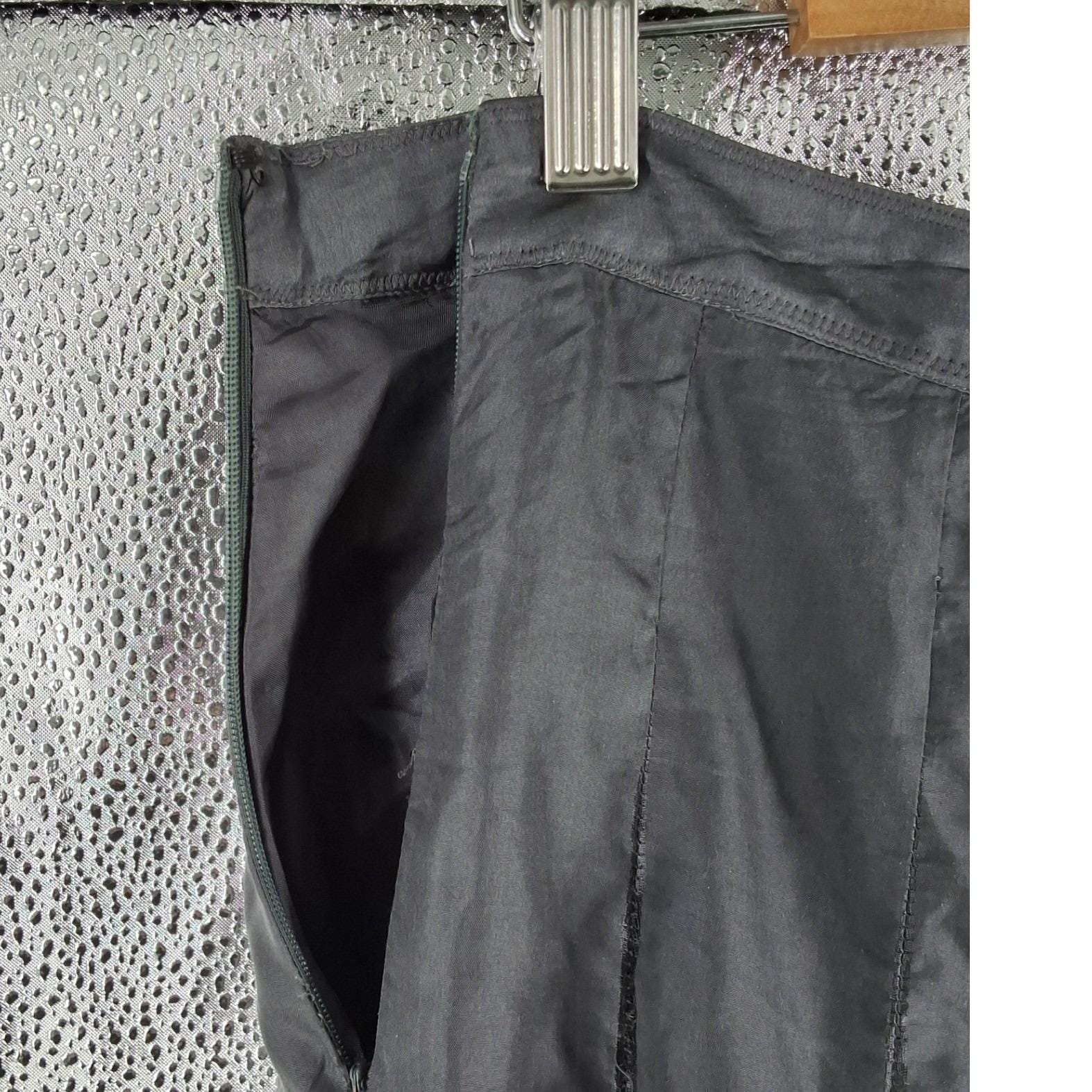 Spiegel Women 12 Dark Gray 100% Silk Paneled A-Line Midi Skirt Lined D7354 - View 5