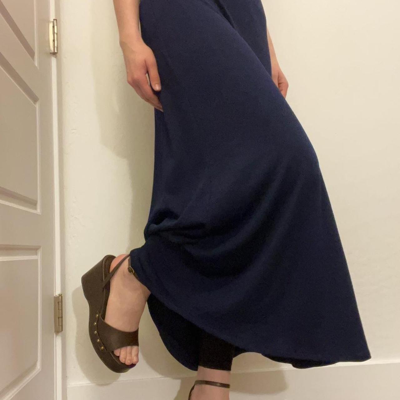 LOFT Outlet Womens XL Navy Blue Elastic Waist High Side Slit Maxi Skirt Casual - View 14