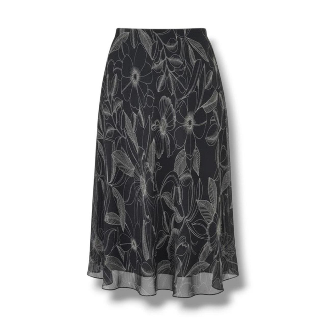 Spiegel Women 12 Dark Gray 100% Silk Paneled A-Line Midi Skirt Lined D7354 - View 13