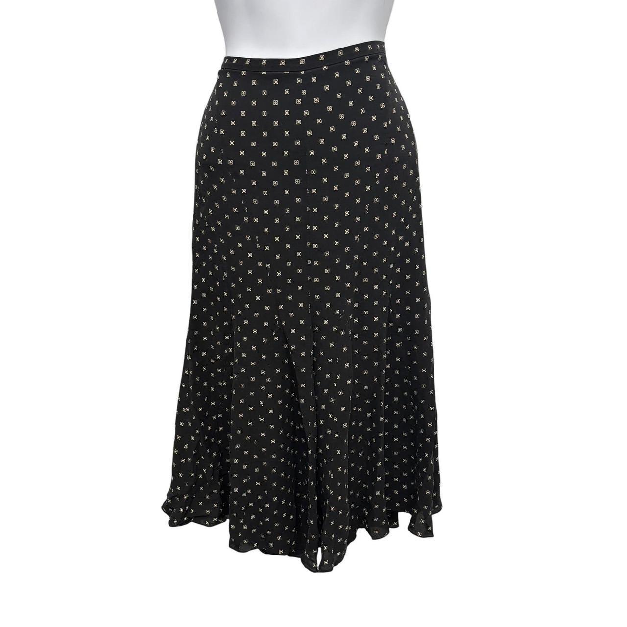Spiegel Women 12 Dark Gray 100% Silk Paneled A-Line Midi Skirt Lined D7354 - View 14