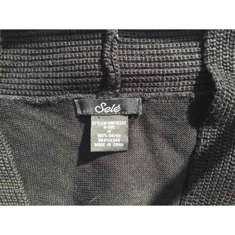 Selé Black Rayon Short Sleeve Cropped Bolero Shrug Single Button Cardigan M - View 3