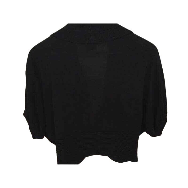 Selé Black Rayon Short Sleeve Cropped Bolero Shrug Single Button Cardigan M - View 4
