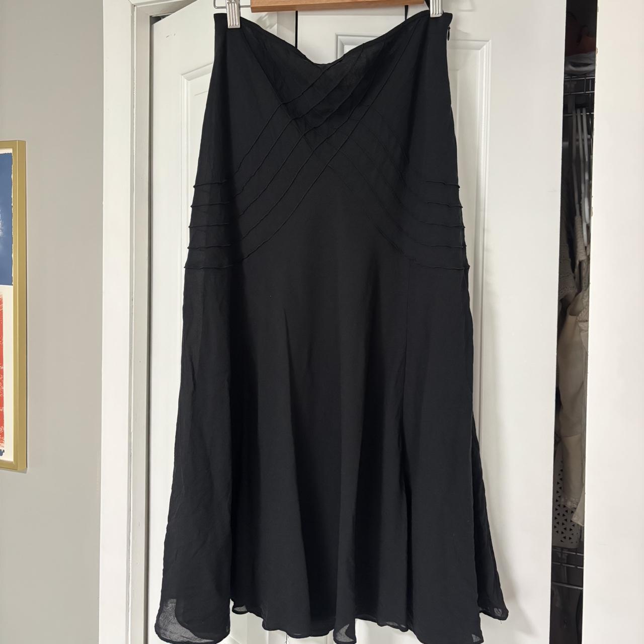 Spiegel Women 12 Dark Gray 100% Silk Paneled A-Line Midi Skirt Lined D7354 - View 20