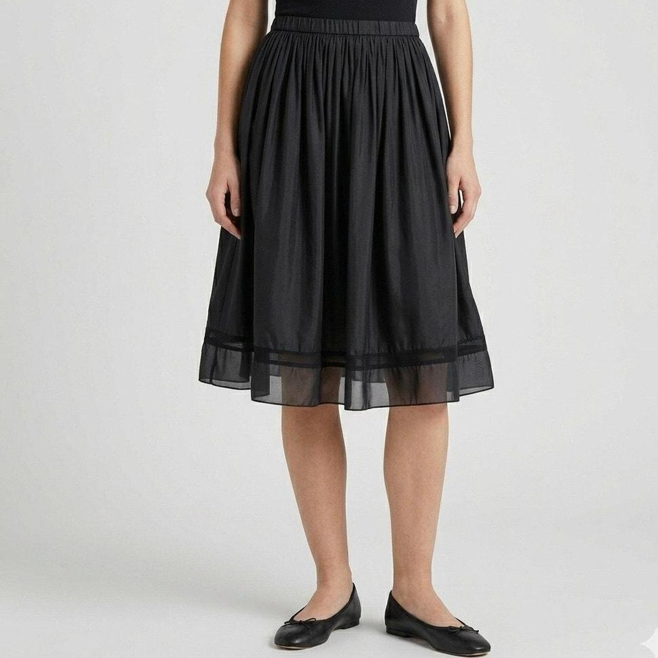 Spiegel Women 12 Dark Gray 100% Silk Paneled A-Line Midi Skirt Lined D7354 - View 21
