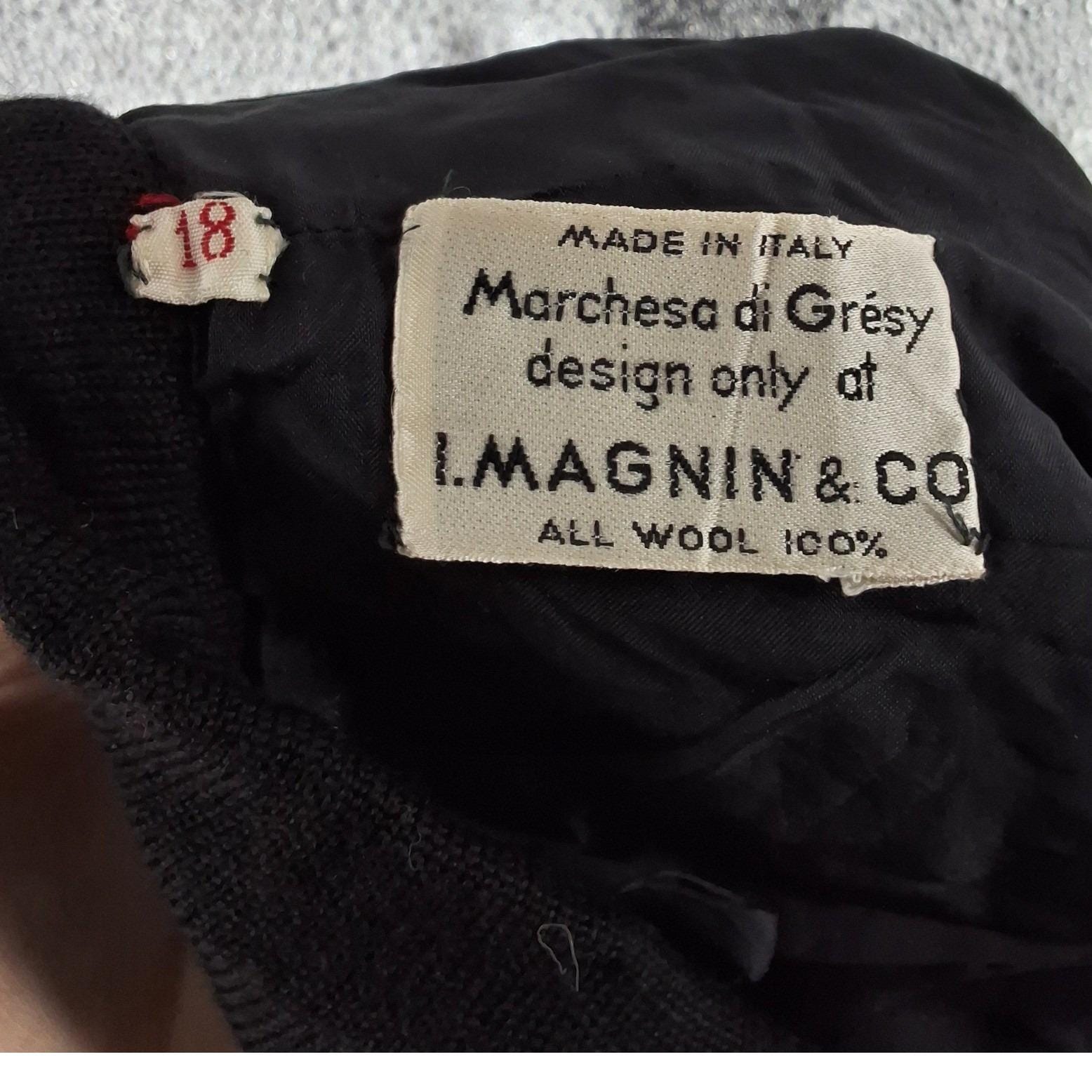 Vintage Marchesa di Gresy I Magnin Black Wool Pencil Skirt Made in Italy Sz 18 - View 4