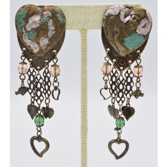 Vintage Gold Tone Faux Pearl Teardrop Earrings Wave Dangle Bridal‎ Post 1.25" - View 14