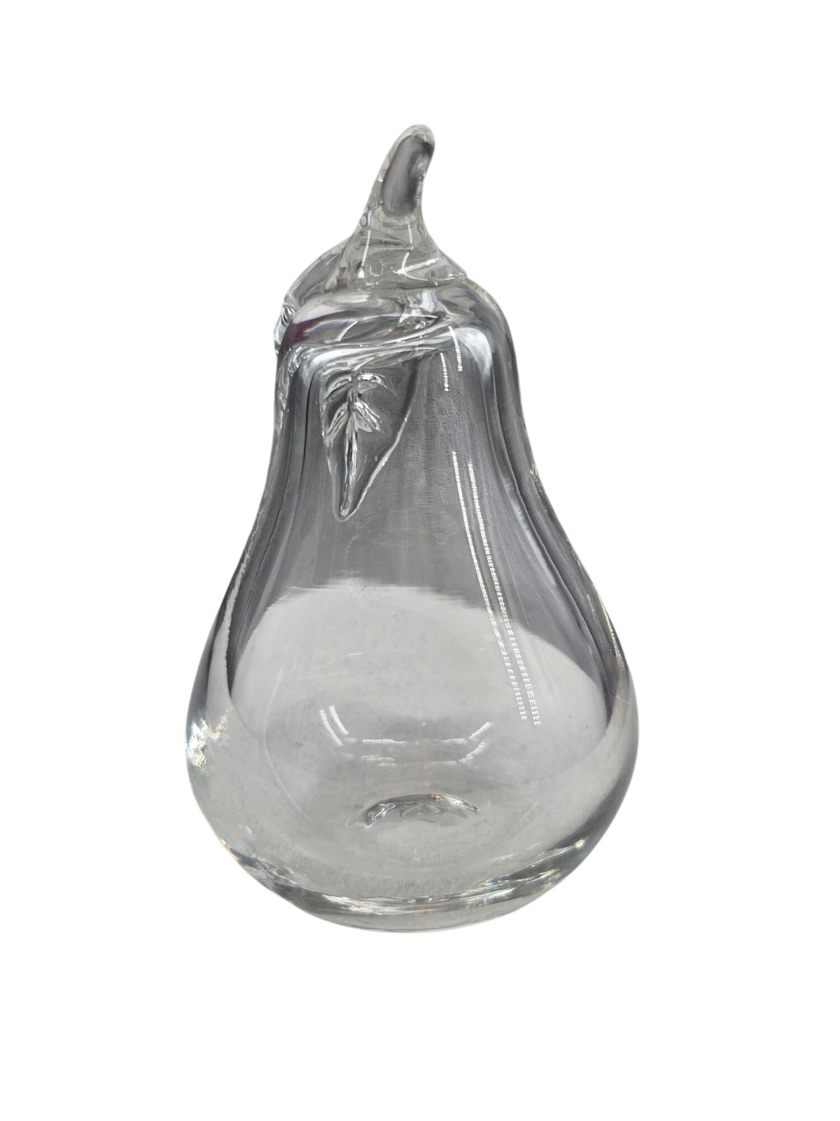 Princess House Blown Glass Pear Figurine Paperweight 3 Inch Clear Fruit‎ Decor