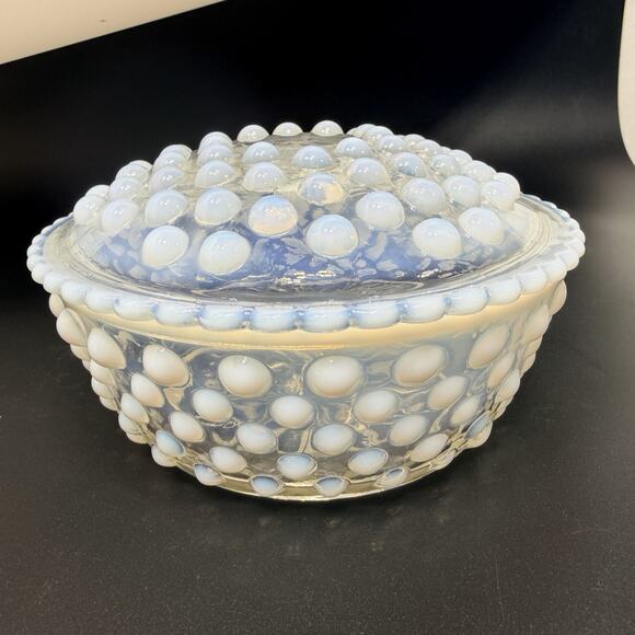 Vintage Anchor Hocking Avocado Green Starburst Ruffled Glass Bowl 4.5" - View 7