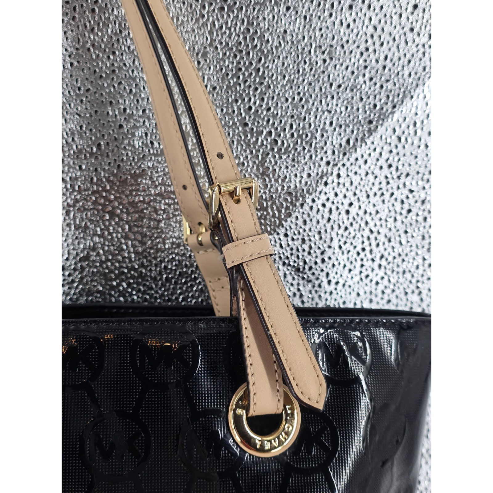 Michael Kors MK Black Patent Leather Tote Shoulder Bag Medium EUC!‎ - View 5