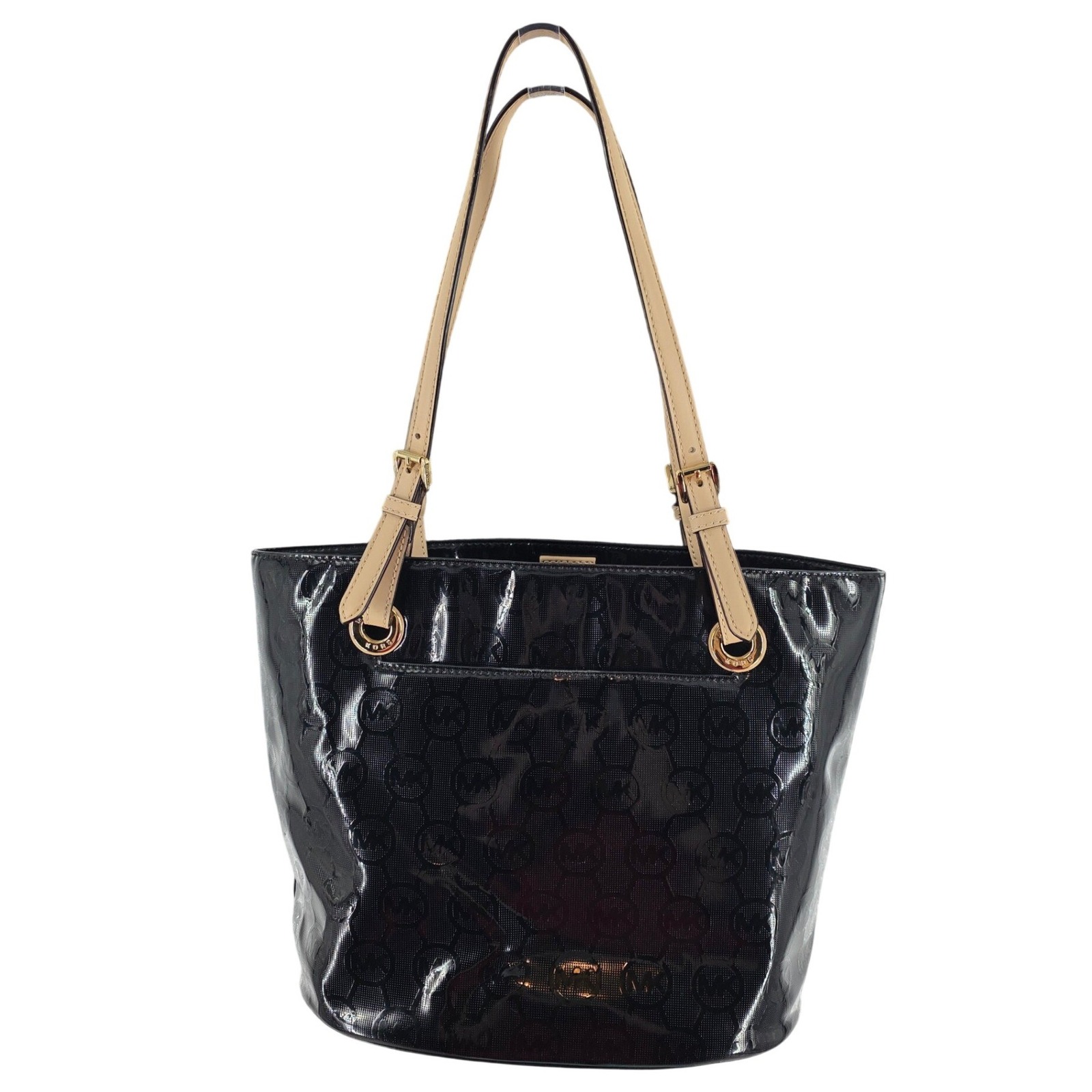 Michael Kors MK Black Patent Leather Tote Shoulder Bag Medium EUC!‎ - View 23
