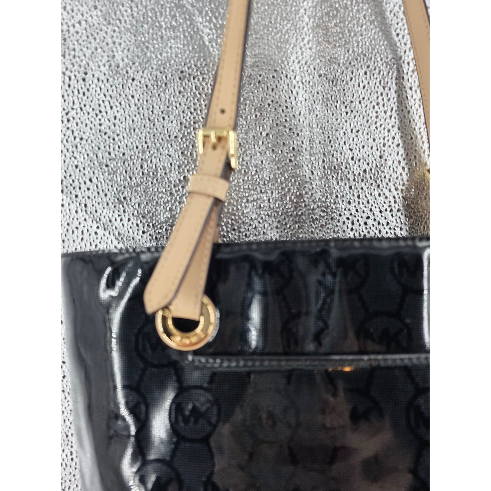 Michael Kors MK Black Patent Leather Tote Shoulder Bag Medium EUC!‎ - View 27