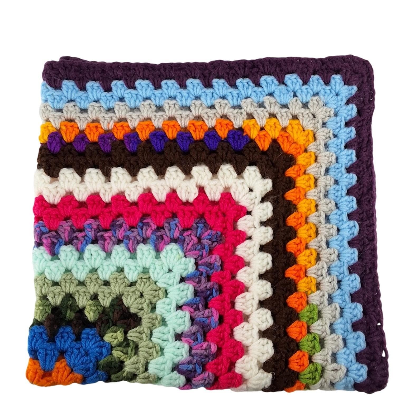 Handmade Crochet Granny Square Throw Blanket 30x30 Multicolor Boho Retro